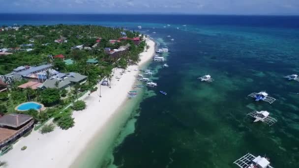 Bounty Beaches Malapascua Island Seashore Cebu Filipijnen Sulu Sea Boats — Stockvideo
