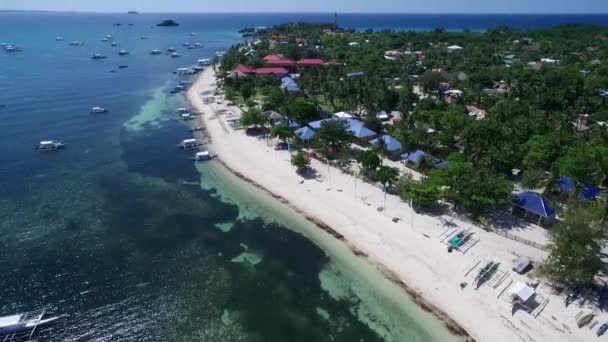 Bounty Beach Malapascua Island Seashore Cebu Filippine Sulu Mare Barche — Video Stock