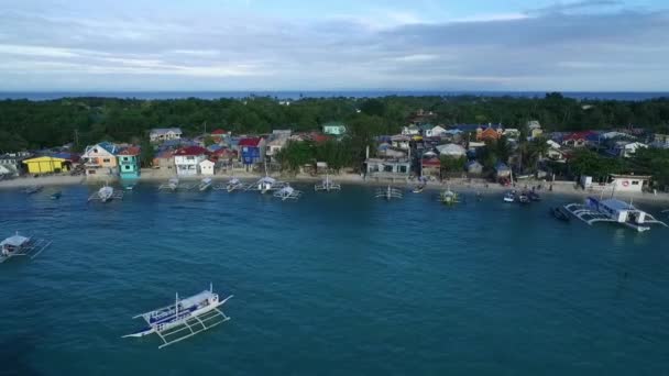Logon Beach Boats Malapascua Island Seashore Cebú Filipinas Sulu Mar — Vídeo de stock