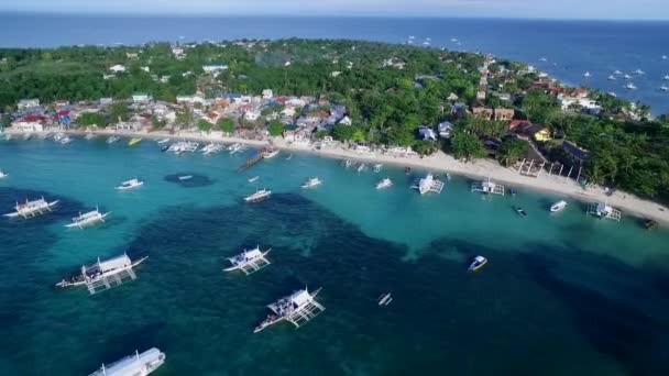Logon Beach Und Boote Malapascua Island Seashore Cebu Philippinen Sulu — Stockvideo