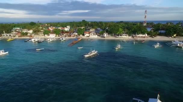 Malapascua Island Seashore Cebu Filipíny Sulu Moře Lodě Krásné Moře — Stock video