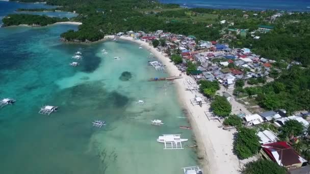 Logon Stranden Malapascua Island Seashore Cebu Filipijnen Sulu Sea Boats — Stockvideo