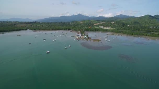 Puerto Princesa Palawan Filipijnen Honda Bay Met Kustlijn Boten Achtergrond — Stockvideo