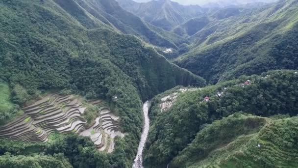 Rijstterrassen Banaue Filippijnen Bezienswaardigheden Natuur Landschap Van Rijstterrassen Drone — Stockvideo