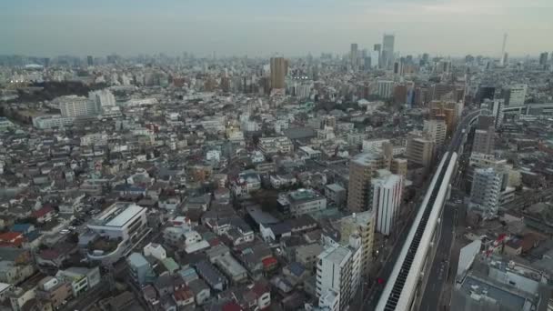东京的高速公路 城市景观无边的城市与高速 有轨电车的背景 — 图库视频影像