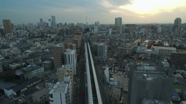 Auto Estrada Tóquio Cityscape Endless City Com Speedway Tram Ways — Vídeo de Stock