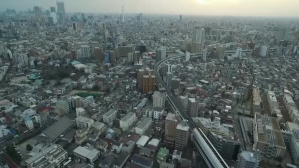 Cidade Tóquio Cidade Sem Fim Com Speedway Tram Ways Background — Vídeo de Stock