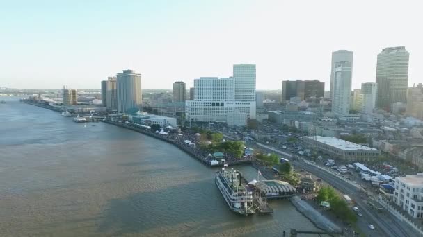Louisiana Fransız Mahallesi Müzik Festivali Sırasında New Orleans Cityscape Mississippi — Stok video