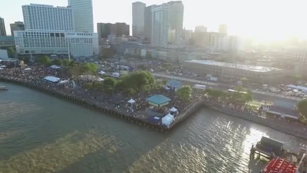New Orleans Cityscape Louisiana Mississippi River City Skyline Achtergrond Frans — Stockvideo