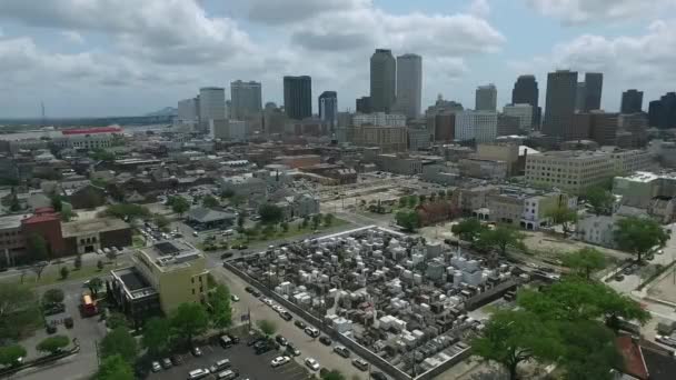 Louis Cemetery New Orleans Paesaggio Urbano Louisiana Città Skyline Background — Video Stock