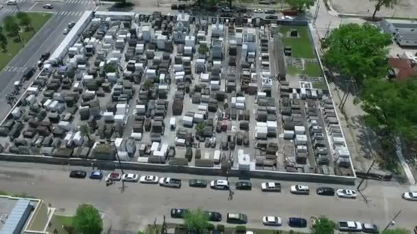 Pemakaman Louis New Orleans Cityscape Louisiana City Skyline Background Drone — Stok Video