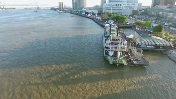 Dampfboot Natchez Stadtbild Von New Orleans Louisiana Mississippi River City — Stockvideo