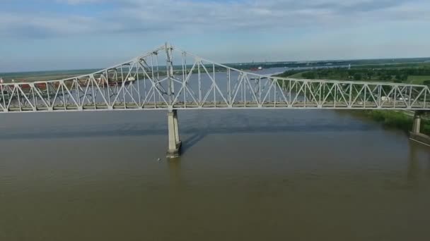 Veterans Memorial Bridge Gramercy Bridge Louisiana Mississippi River Hintergrund Drohne — Stockvideo