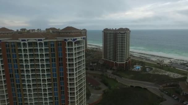 Leerer Pensacola Beach Florida Portofino Türme Hintergrund Golf Von Mexiko — Stockvideo