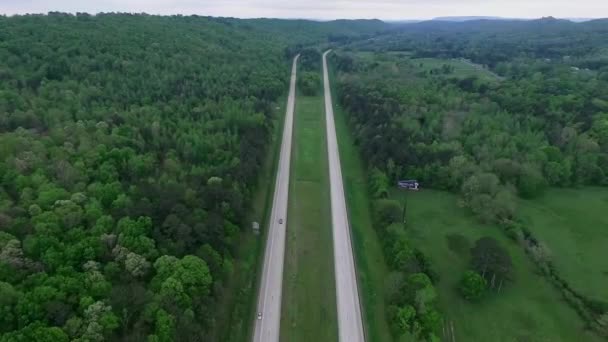 Interstate Highway Alabama Speedway Surrounded Forests Trees Green Area Drone — Stock Video