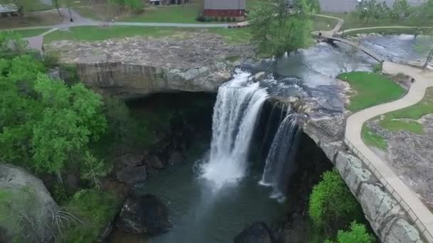 Noccalula Falls Park Campgrounds Алабамі Гадсден Прекрасний Ландшафт Дрон — стокове відео