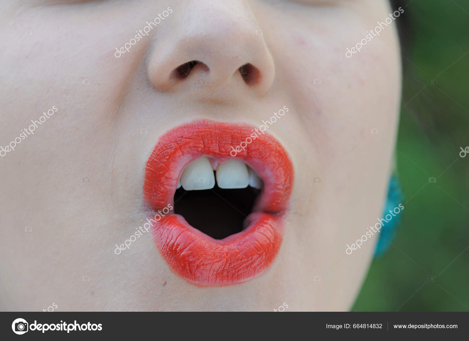 Young Adult Teen Face Lips Open Mouth — Stock Photo © photosounds #664814832