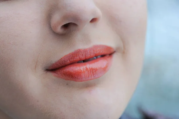 Young Adult Teen Face Lips Happy Smile — Stock Photo, Image