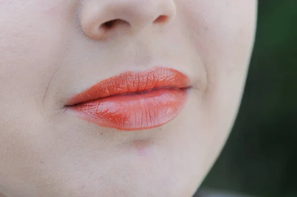 Jeune Adulte Adolescent Visage Lèvres Sourire Heureux — Photo