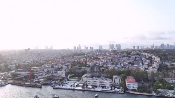 Istanbul Panorama Turkey Istanbul Canal Well Bosphoros Canal Sunset Time — Stock Video