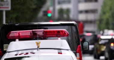 Tokyo, Japonya 'da Polis Otomobili ve Flashing Light