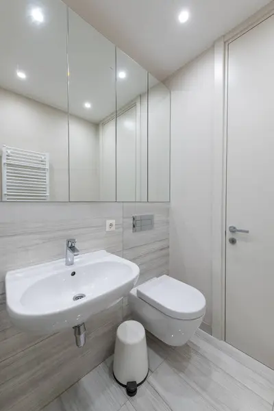 Bright Elegant Modern Minimalist Bathroom Interior Design Shower Room White Royalty Free Stock Images