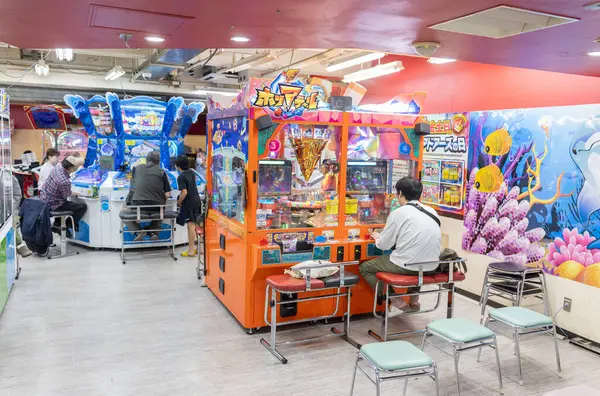 stock image Nakano, Japan - May 26, 2024: People Are Playing Pachinko in a Japanese Arcade. Slot machine