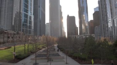Chicago Downtown, İş Gökdelenleri. Illinois. İş Bölgesi. ABD