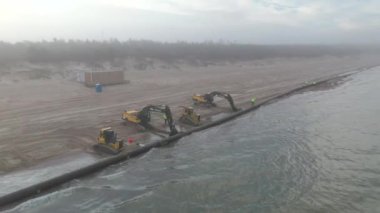 Plaj Erozyon İnşaat Restorasyon Alanı. Plaj besinleri için havacılık çalışmalarından. İHA atışı.