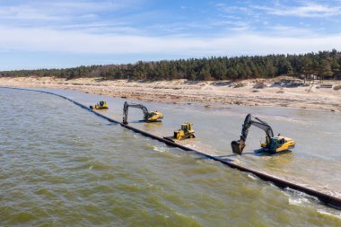 Plaj Erozyon İnşaat Restorasyon Alanı. Plaj besinleri için havacılık çalışmalarından. İHA atışı.