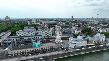 Cologne Giant Ferris Wheel Chocolate Museum Cologne Deutsches Sport Olympia Museum. Germany, Drone