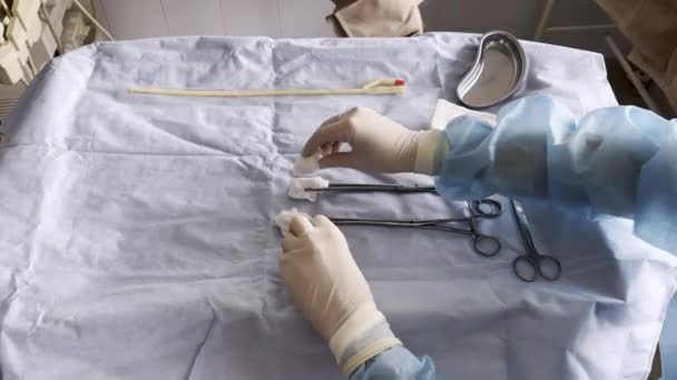 Preparing Surgical Equipment Supplies Operation Uhd Hdr — Video Stock
