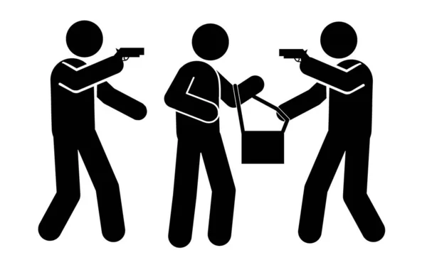 Ilustracja Ludzi Ikony Kradzież Rabunek Kieszonkowcy — Wektor stockowy