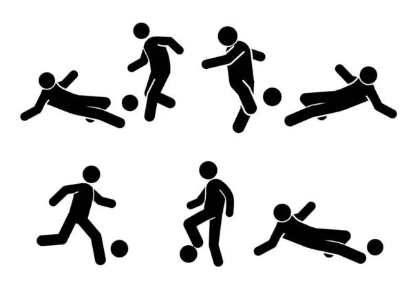 Vector Illustration Soccer Players Silhouette — Stock Vector