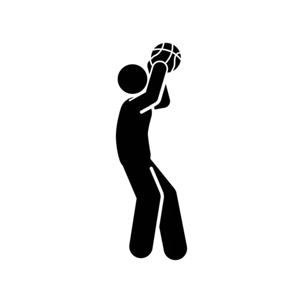 Баскетболіст Чорний Простий Значок Білому Тлі Векторні Ілюстрації — стоковий вектор