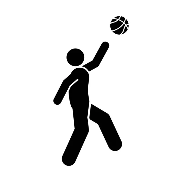 Basketball Player Black Simple Icon White Background Vector Illustration — Stock Vector
