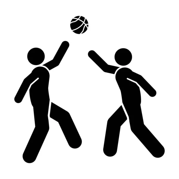 Basketbalspeler Zwart Eenvoudig Pictogram Witte Achtergrond Vectorillustratie — Stockvector