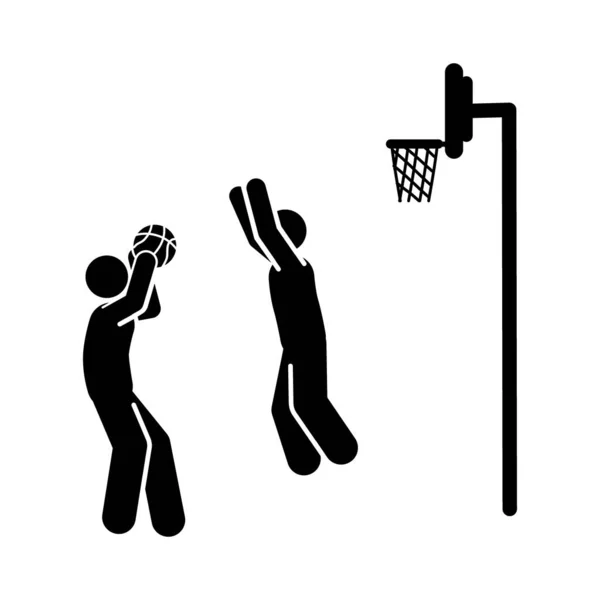 Pemain Basket Ikon Sederhana Hitam Pada Latar Belakang Putih Ilustrasi - Stok Vektor