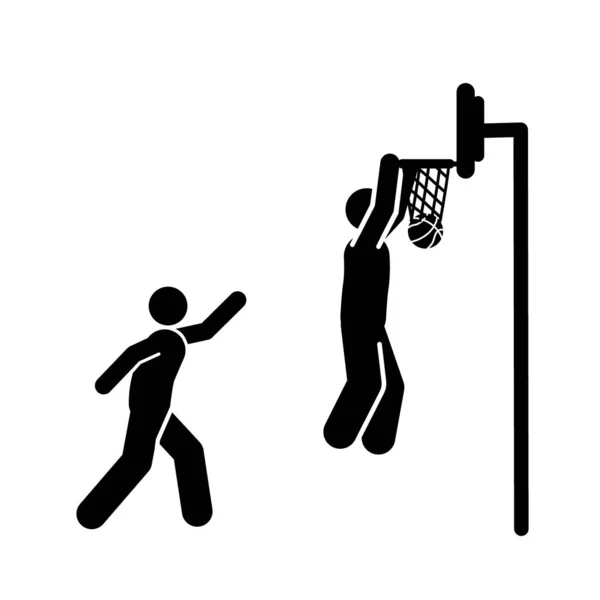 Basket Spelare Svart Enkel Ikon Vit Bakgrund Vektorillustration — Stock vektor