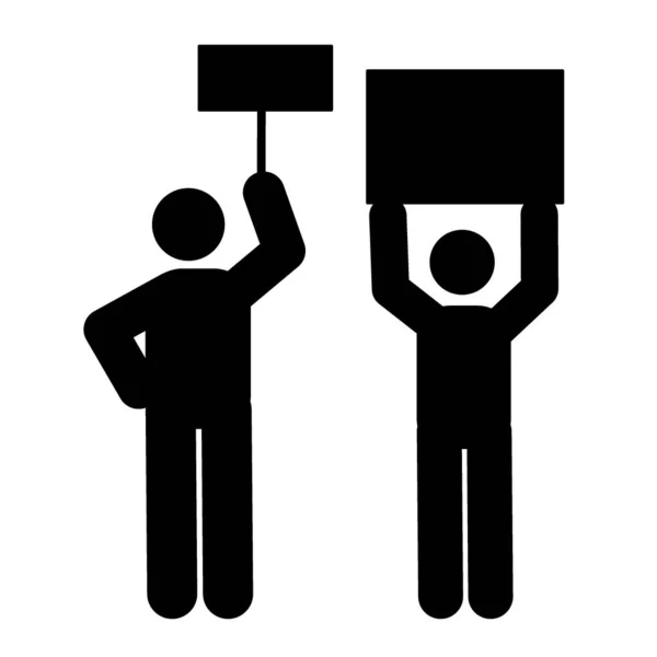 Protestující Plakáty Černé Siluety Vektorová Ilustrace — Stockový vektor