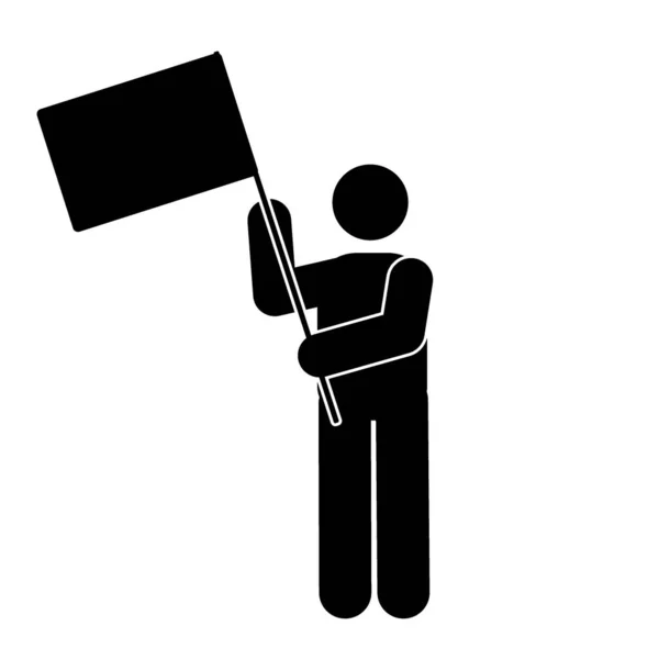Протестующие Иконой Флага Простая Иллюстрация Протестующего Векторной Иконкой Флага Сети — стоковый вектор