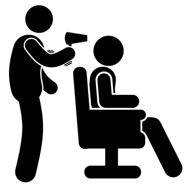 床屋の椅子のアイコンの男 理髪店の椅子のベクトルのアイコンの男性のシンプルなイラストのウェブ — ストックベクタ