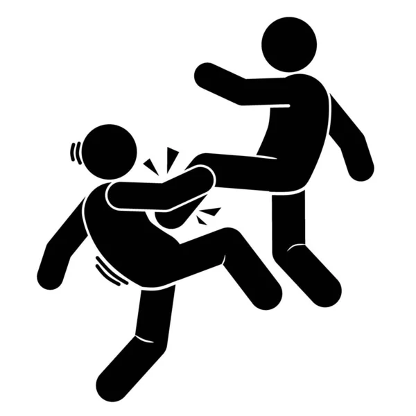 Icon People Fighting Robbery Beating Brawl — Stock Vector