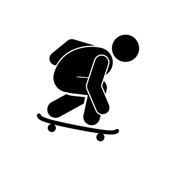 Silhueta Homem Jogar Skate Aprender Skate Ícone Ilustração Vetorial Skateboarder — Vetor de Stock