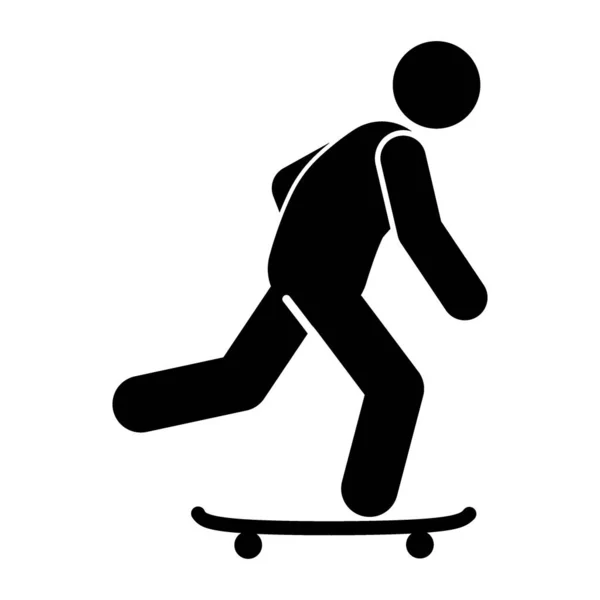 Silueta Hombre Jugando Monopatín Aprender Icono Ilustración Vectores Skate Skateboarder — Archivo Imágenes Vectoriales