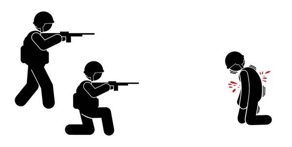 Ilustración Vectorial Militar Soldados Del Ejército Siluetas Militares Ilustración Guerra — Vector de stock