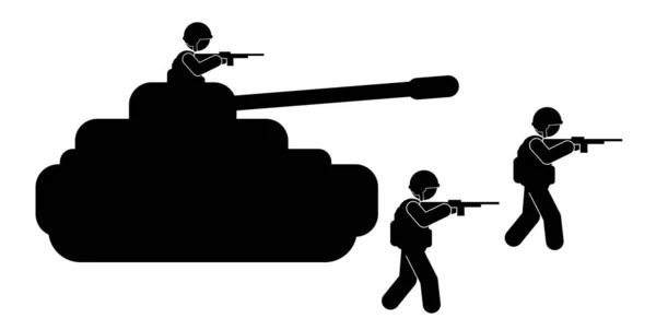 Vojenské Vektorové Ilustrace Armádní Vojáci Vojenské Siluety Válečné Ilustrace — Stockový vektor