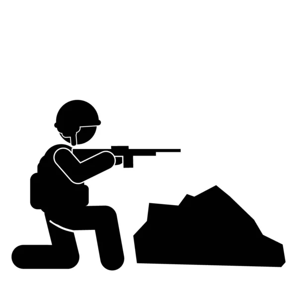 Ilustração Vetorial Militar Soldados Exército Silhuetas Militares Ilustração Guerra —  Vetores de Stock