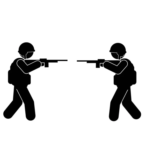 Illustrazione Vettoriale Militare Soldati Dell Esercito Silhouette Militari Illustrazione Guerra — Vettoriale Stock