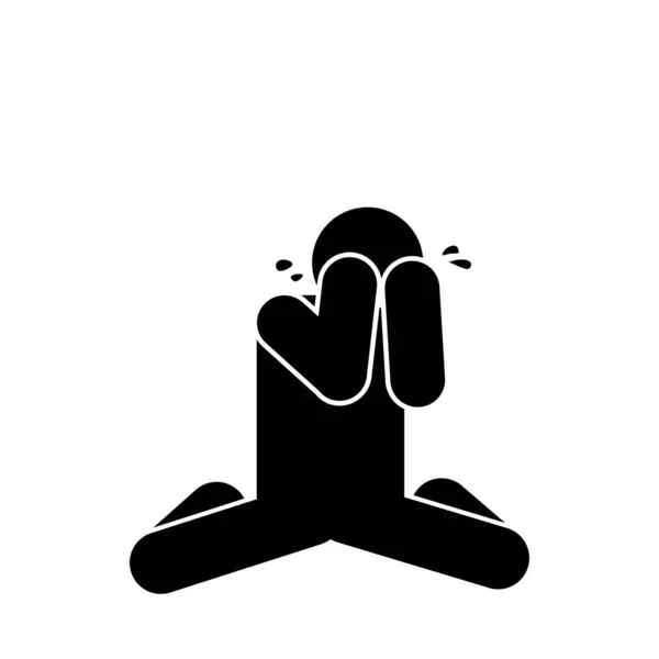 Mann Weint Symbol Auf Weißem Hintergrund Silhouette Stil Vektorillustration Strichmännchen — Stockvektor